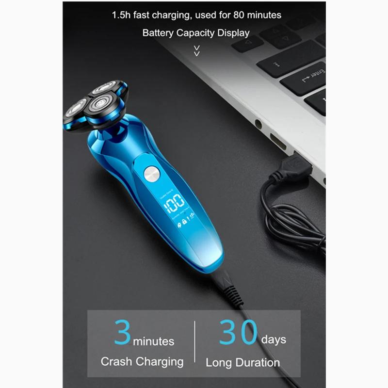 Rasoir électrique ZOZEN, tondeuse à barbe rechargeable avec interrupteur tactile, machine à raser et