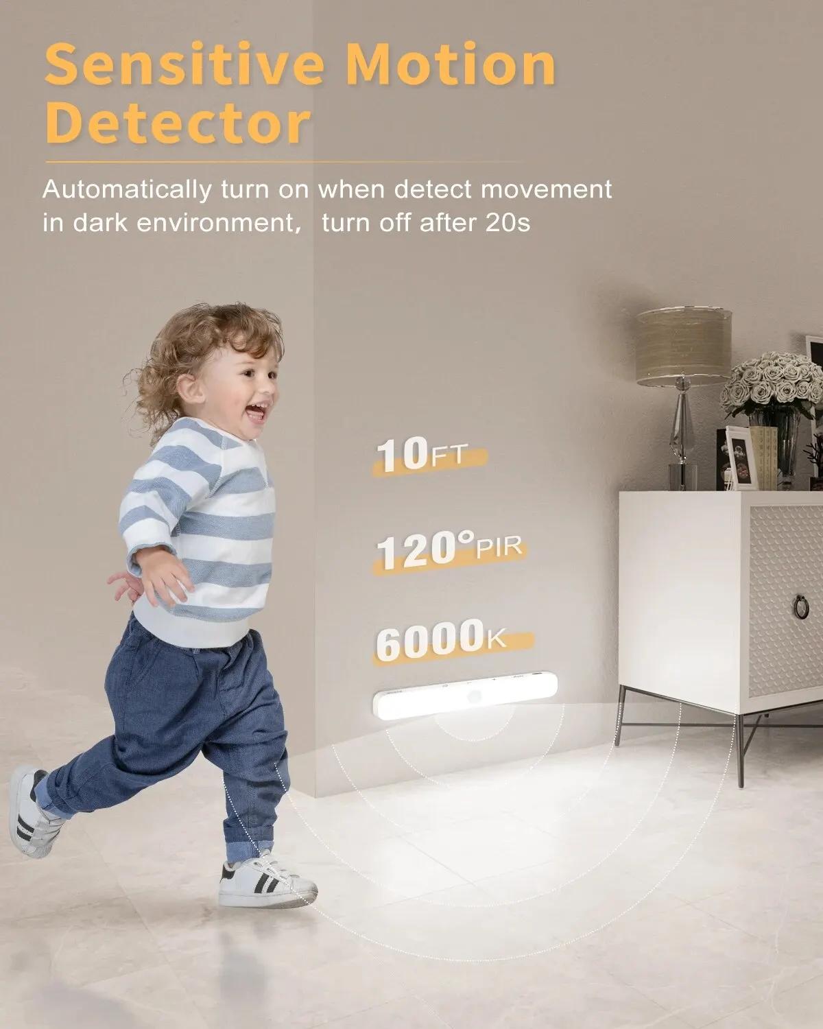 Lampe d'armoire avec capteur de mouvement WILLED, affichage de la batterie, barre lumineuse tactile 