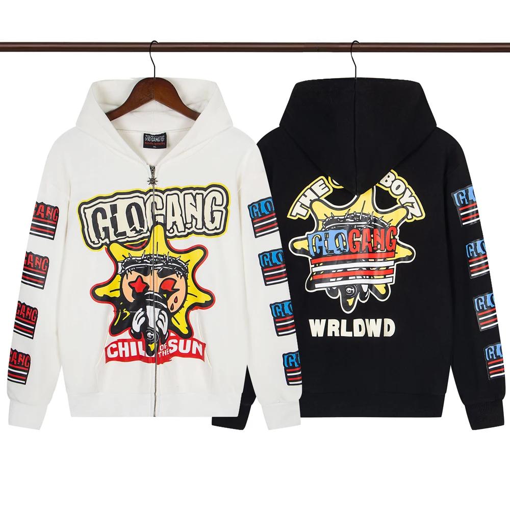 Glo Gang The Glory sweat à capuche imprimé lettre zippée complète hommes femmes 1:1 haute qualité su