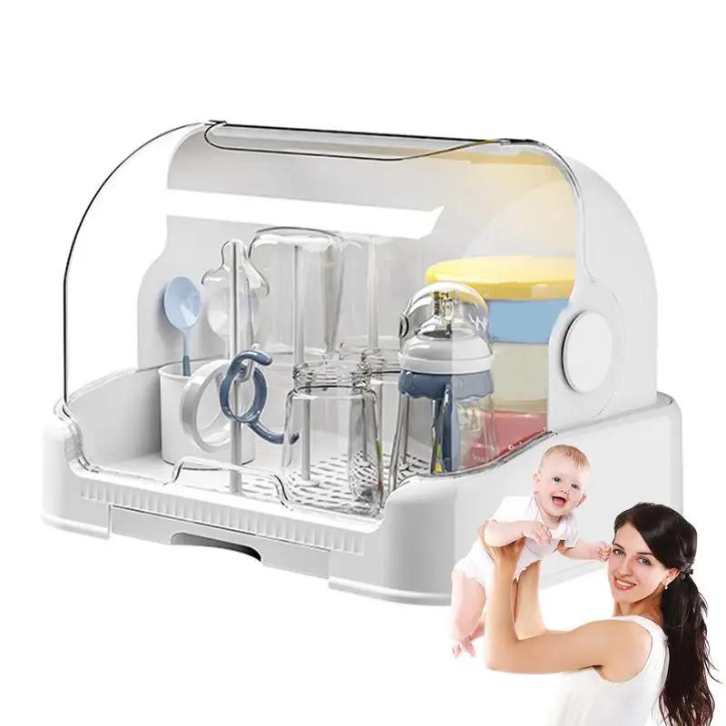 Support de séchage de bouteilles pour bébés, stockage de bouteilles anti-poussière avec plateau d'ég