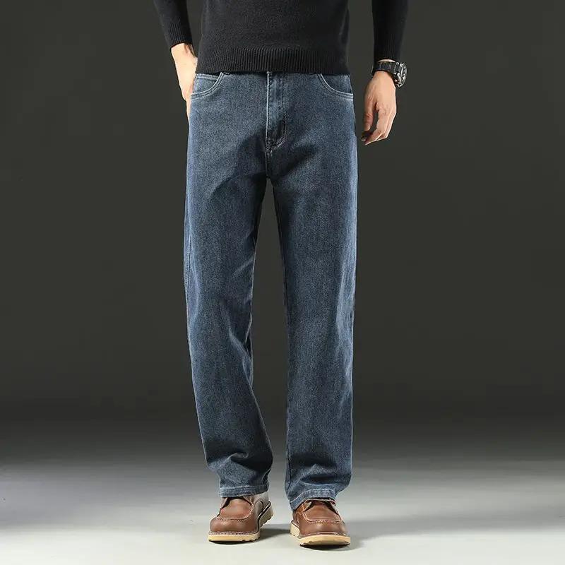 Jean Baggy pour hommes, pantalon en Denim, décontracté, droit, extensible, polyvalent, jambes larges
