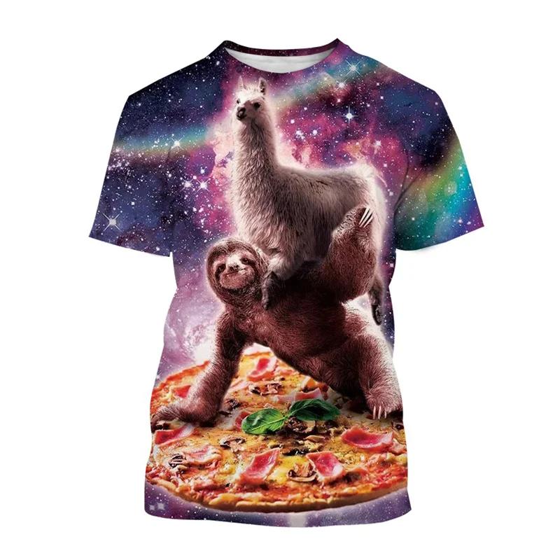 Drôle galaxie paresseux T-shirt pour hommes enfants décontracté Animal Pizza impression 3d T-shirt h