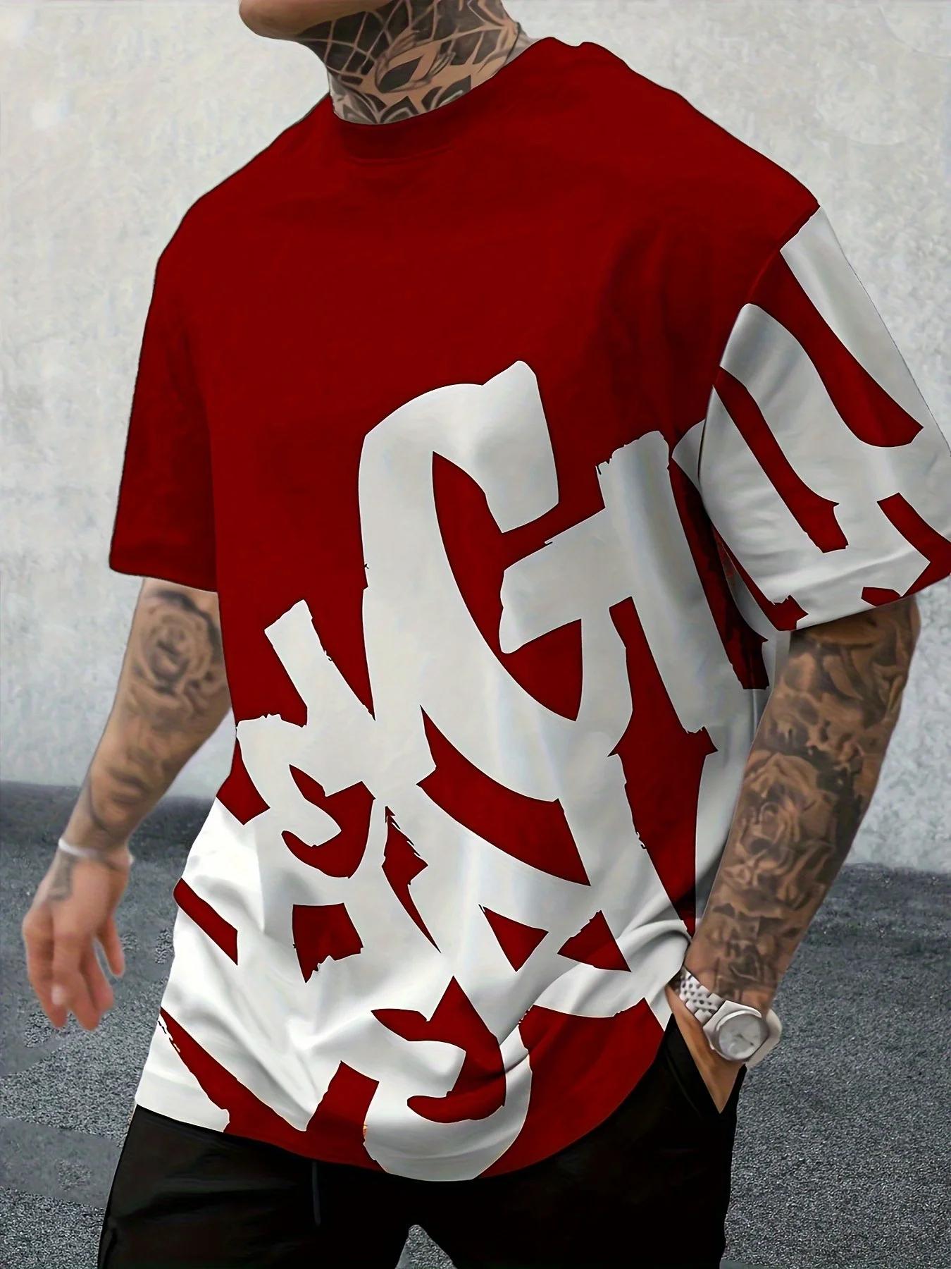 T-shirt col rond confortable et respirant avec lettres personnalisées imprimées, haut d'extérieur de