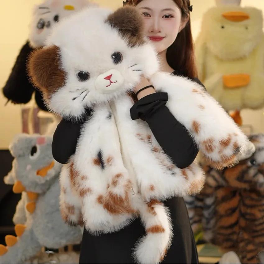 Veste d'hiver épaisse pour filles, manteau en fausse fourrure de chat mignon de dessin animé, vêteme