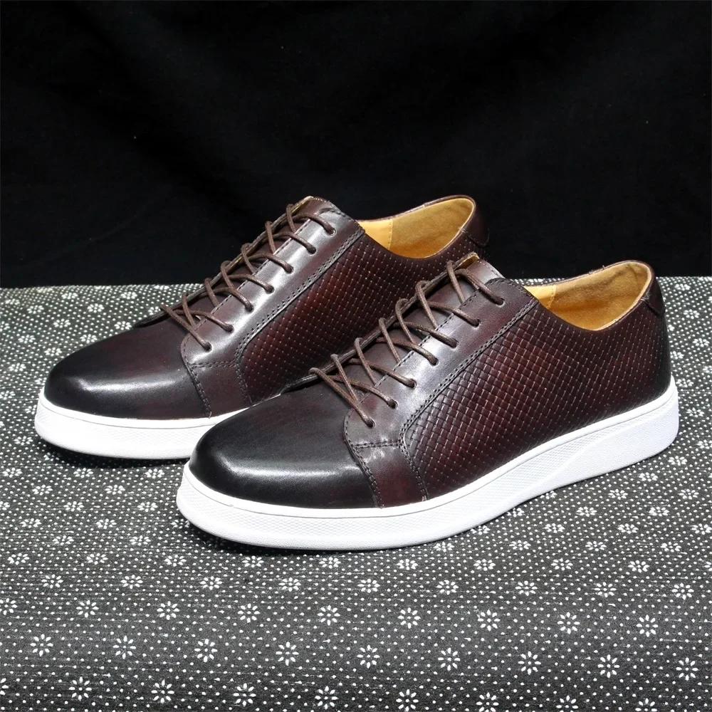 Derby classique pour hommes chaussures décontractées vache en cuir véritable à lacets confortable co