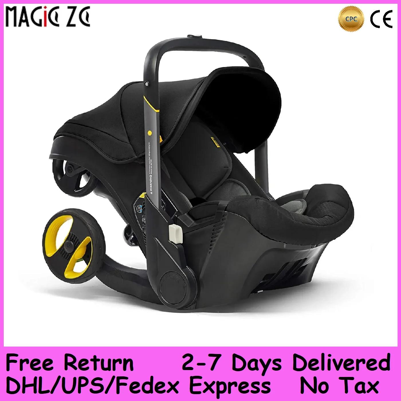 Poussette et siège auto 4-en-1 légère, pliage compact 60x45cm 360 °   Roues avant pivotantes, frein 