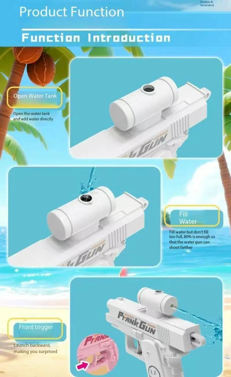Pistolet à eau inverse Double face drôle-jouet de farces d'été, Mini pulvérisateur d'eau tactique po