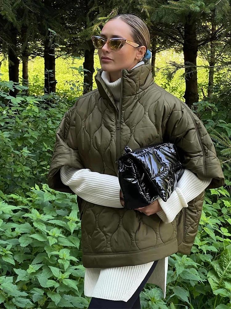 Manteau Argyle matelassé pour femme, veste imperméable, parkas rembourrées décontractées, manteau à 