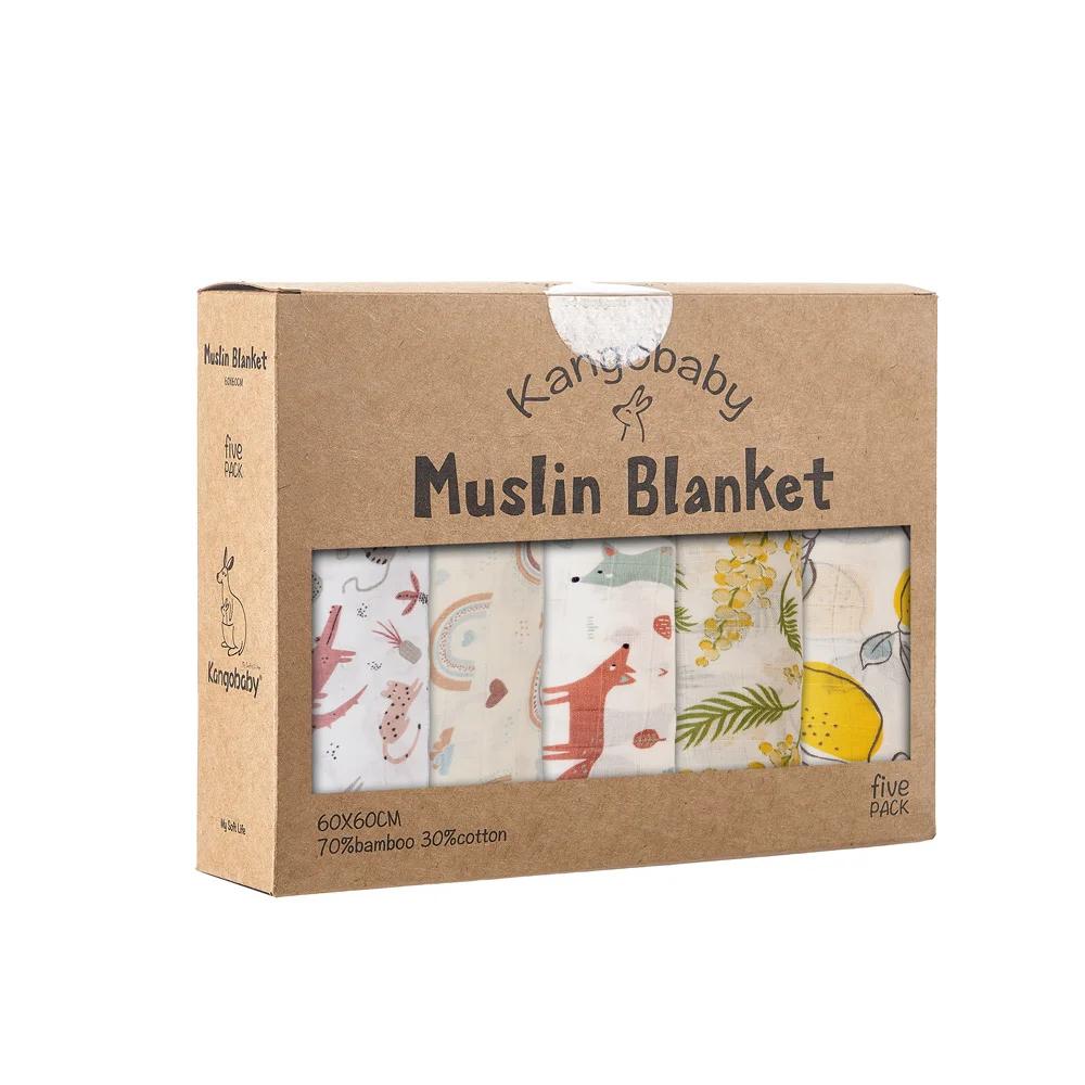 Pack 5 pièces bavoir bébé bambou coton mousseline - Tissu antibactérien rot nouveau-né doux