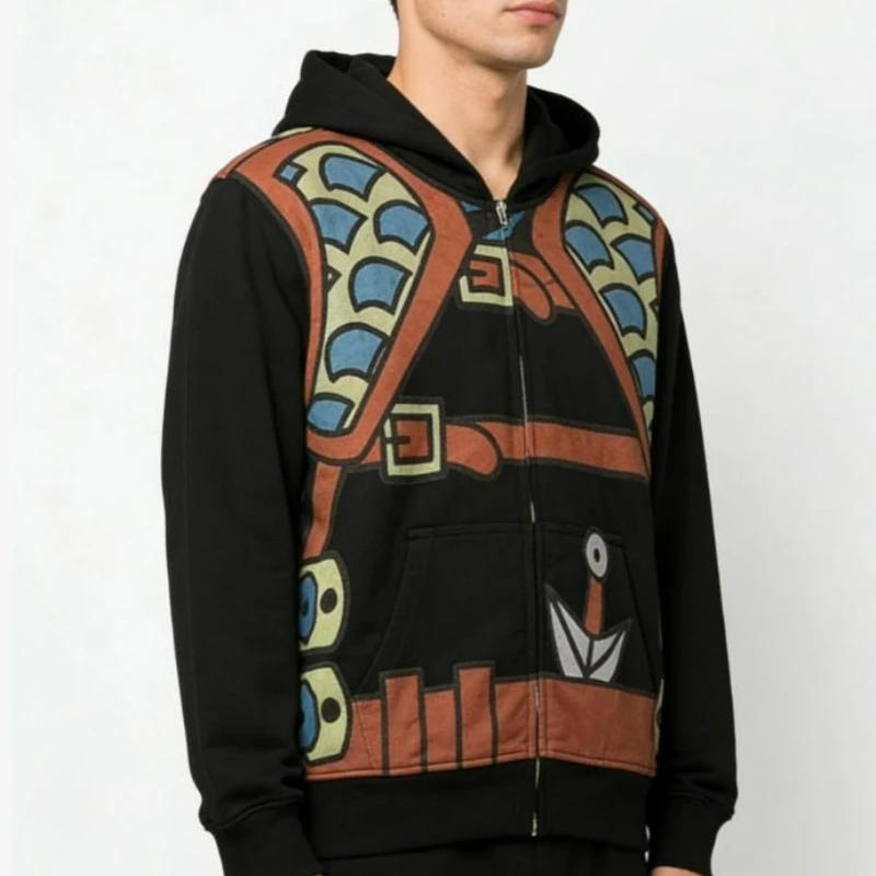 Sweat à capuche zippé Y2K style japonais High Street, imprimé Ninja décontracté Cosplay Anime, Haraj