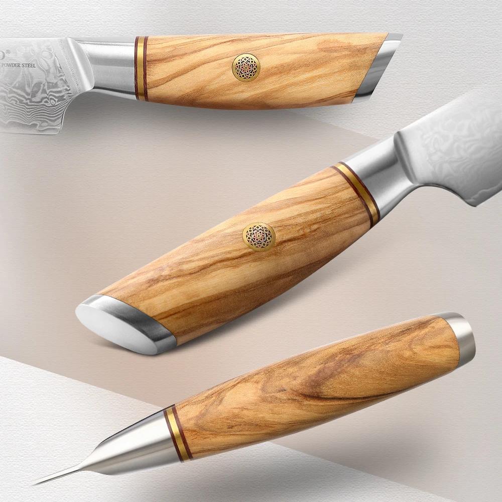 XINZUO couteau utilitaire de 5 pouces couteaux de cuisine japonais 73 couches noyau d'acier en poudr