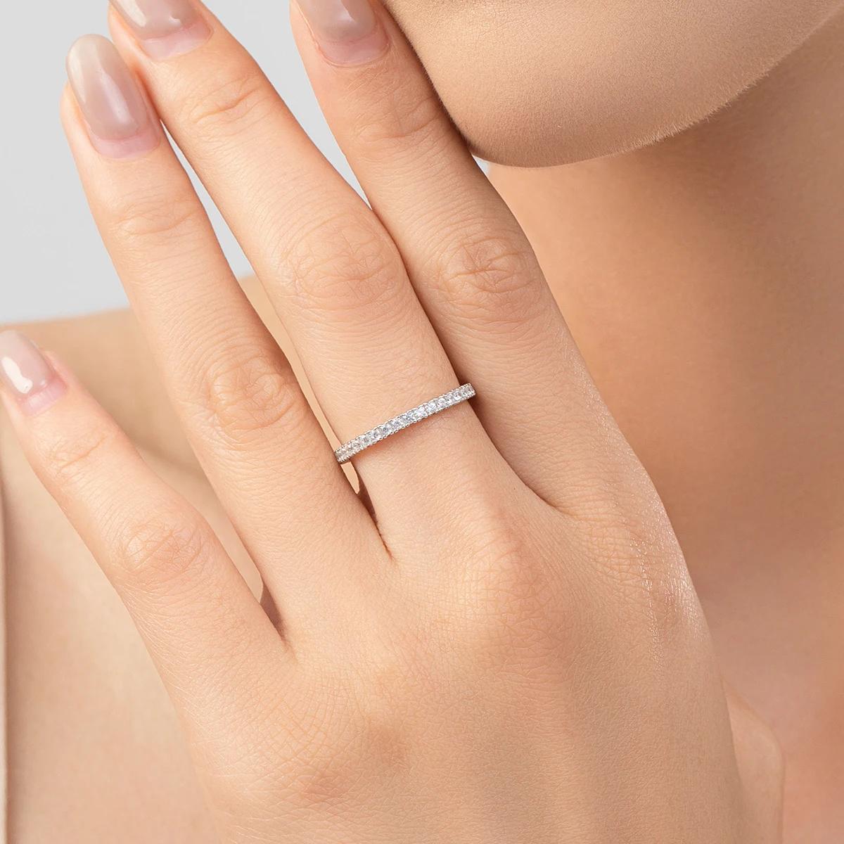 MODIAN 925 en argent Sterling classique étincelant Zircon mariage bague de fiançailles promesse bagu
