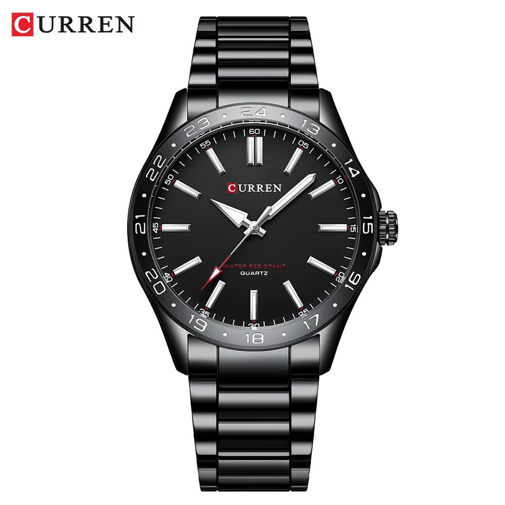 CURREN 8452 hommes montre à Quartz Simple mode loisirs affaires horloge noir argenté bracelet en aci