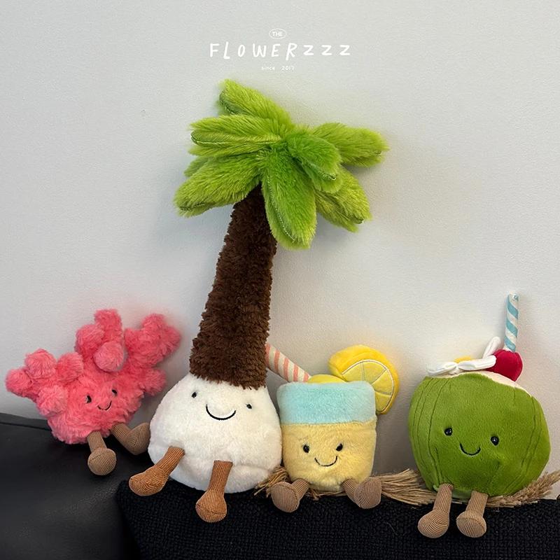 JELLYCAT limonade noix de coco peluches très doux palmier rouge corail peluche jouet dessin animé po