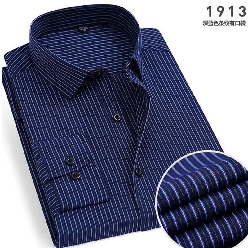 Chemise rayée à manches longues pour hommes, sans repassage, anti-rides, confortable, respirante, af