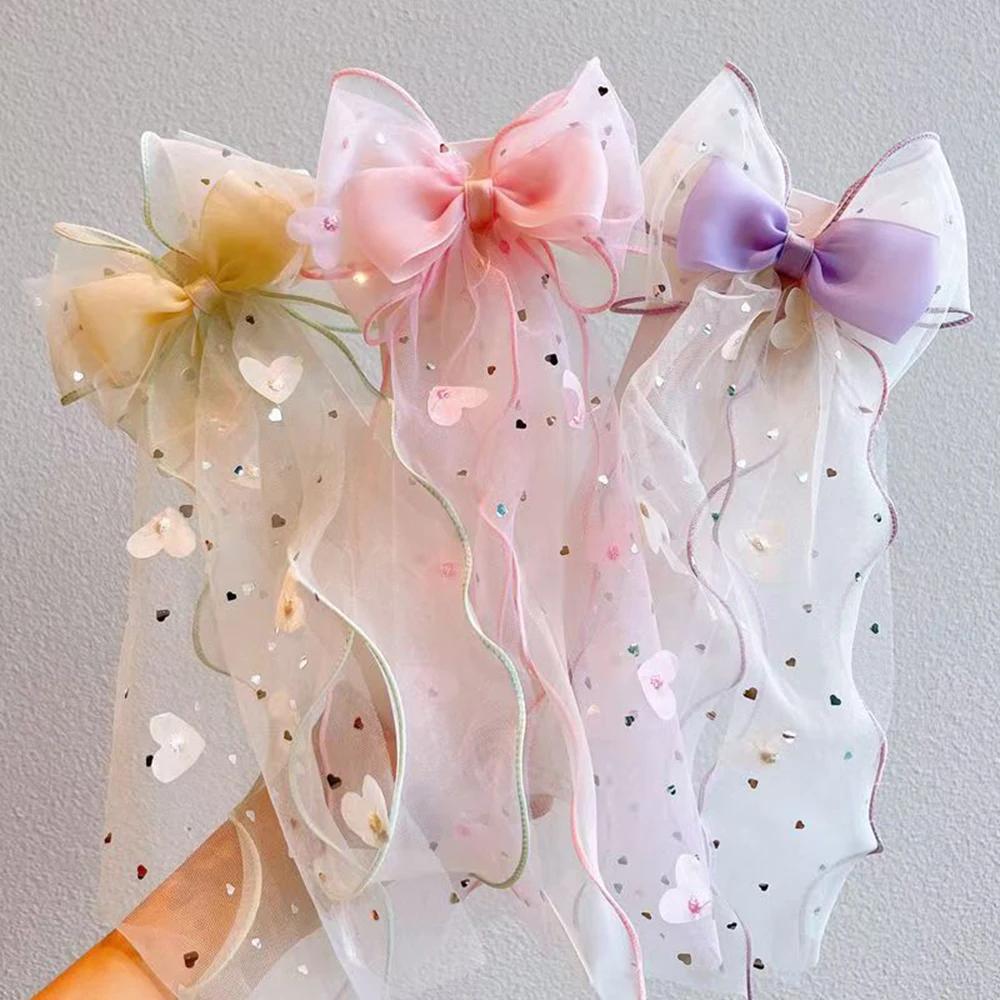 Accessoire pour cheveux avec nœud en maille, pince à cheveux princesse douce pour enfants, pince sup