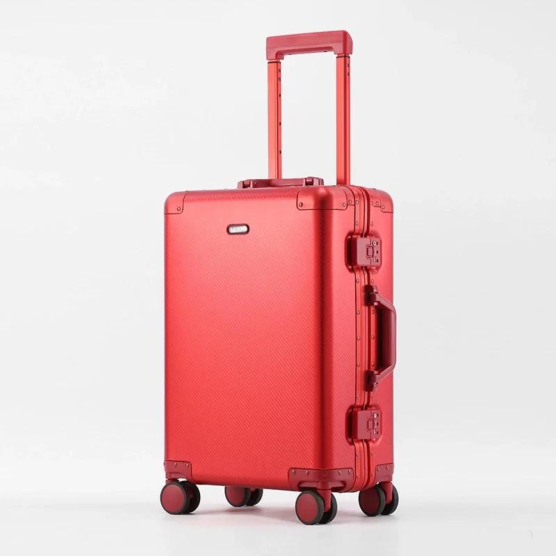 Valise de voyage de haute qualité en alliage d'aluminium-magnésium 100%, taille 20/24/26/28, valise 