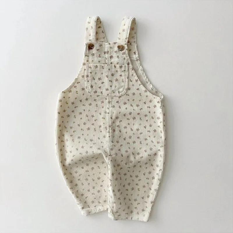 Salopette décontractée en coton pour bébé - Motif floral et pantalon denim, collection automne