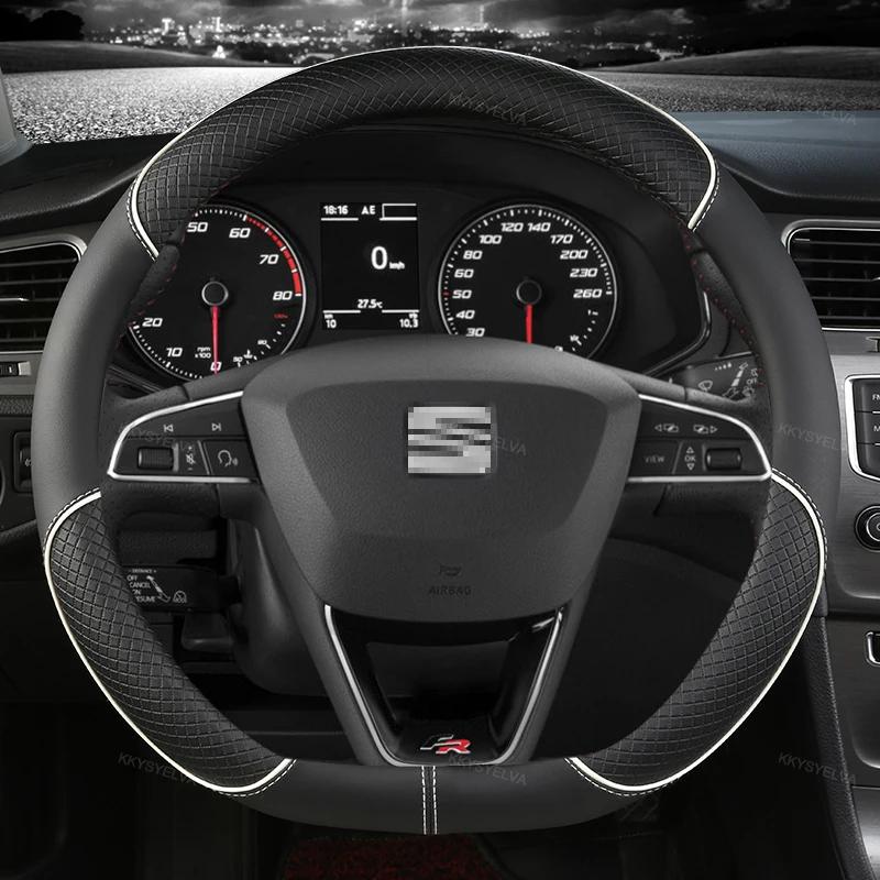 Housse de volant de voiture en cuir microfibre, 38cm, antidérapante, pour Seat Tarraco Arona Ateca I