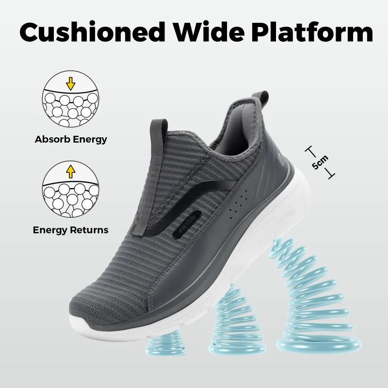 FitVille Chaussures de marche pour hommes à enfiler, coupe large, largeur extra large, haute résilie