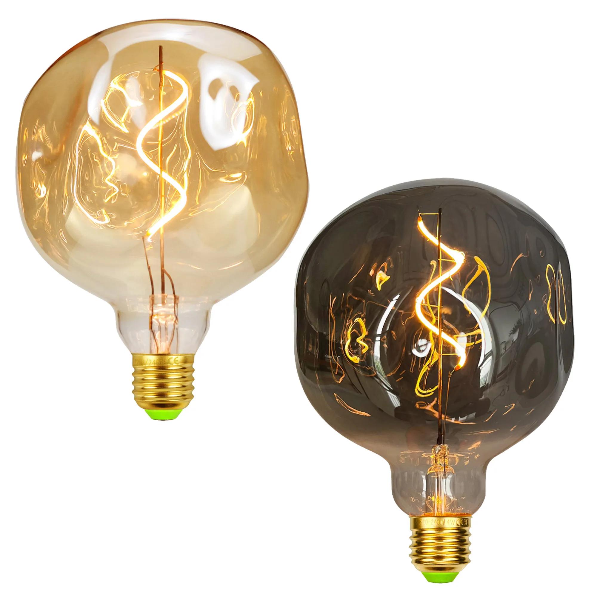 TIANFAN-Ampoule LED vintage Edison G125, grande pierre de forme spéciale, 4W, variable, 110V, 220V, 