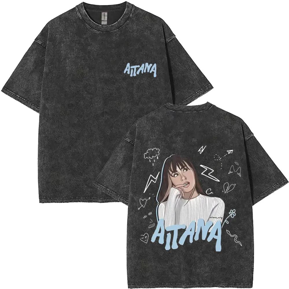 Lavé Vintage chanteur Aitana graphique T-shirt CUARTO bleu impression T-shirts hommes femmes mode Po