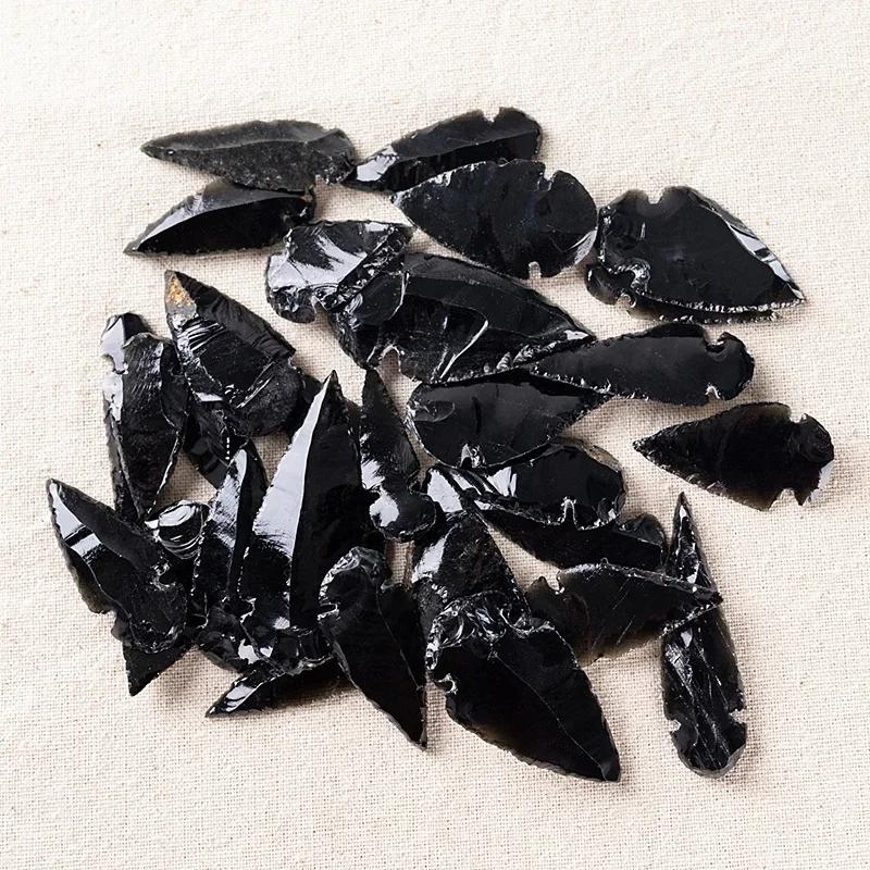 Quartz obsidienne en forme de flèche naturelle, 3 pièces, cristal d'esprit maléfique, décoration de 