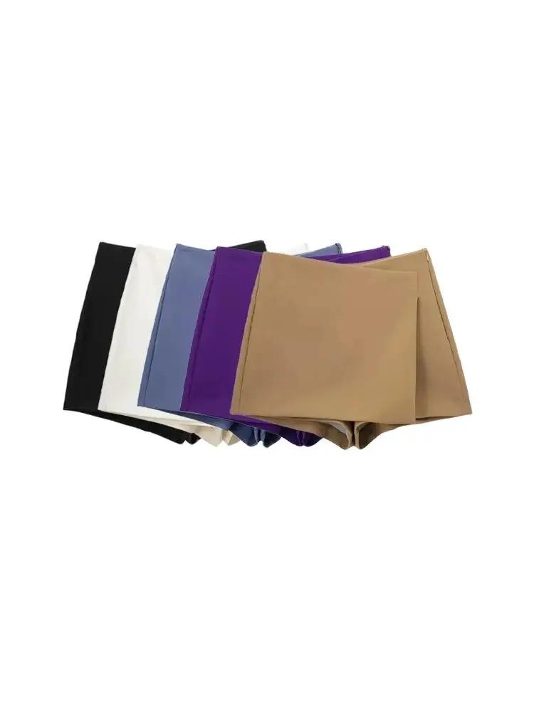 Femmes mode paréo Style asymétrique Shorts jupes Vintage taille haute côté fermeture éclair femme ju