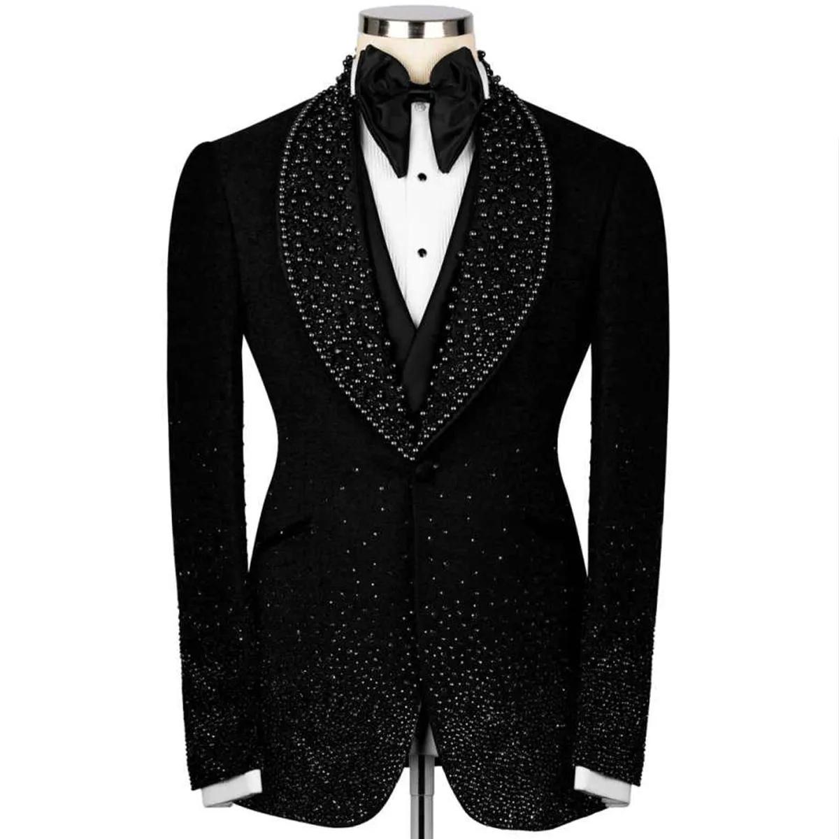 Costumes pour hommes personnalisés avec strass, ensembles 2 pièces, blazer de bal pour homme à rever