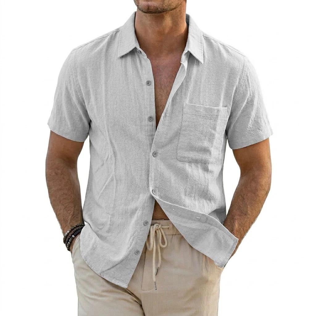 Nouvelles chemises en lin à manches courtes pour hommes, chemise hawaïenne de luxe respirante, t-shi