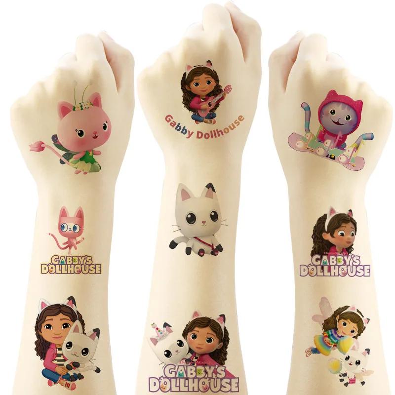 Autocollants de tatouage imperméables pour fête à thème Gabby Dollhouse, 20 pièces, mignons chats de