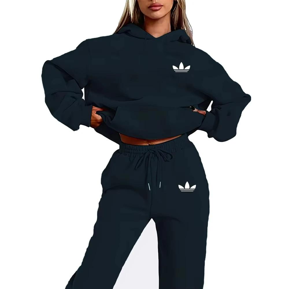 Ensemble sweat à capuche avec lettres imprimées pour femmes, vêtements Hip Hop de rue décontractés, 