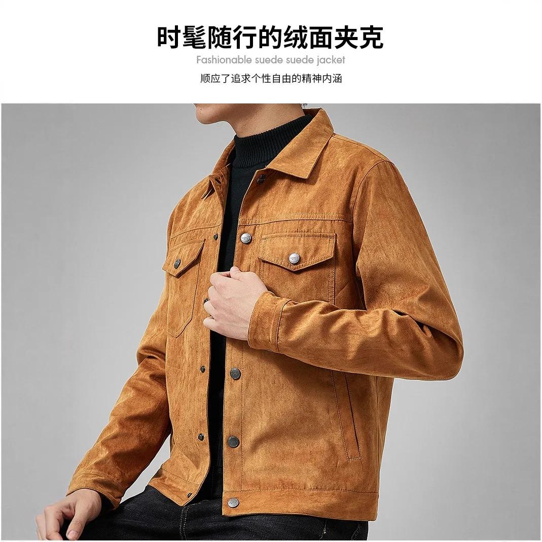 Veste de style britannique pour homme, printemps et automne, veste décontractée en daim, tendance, b