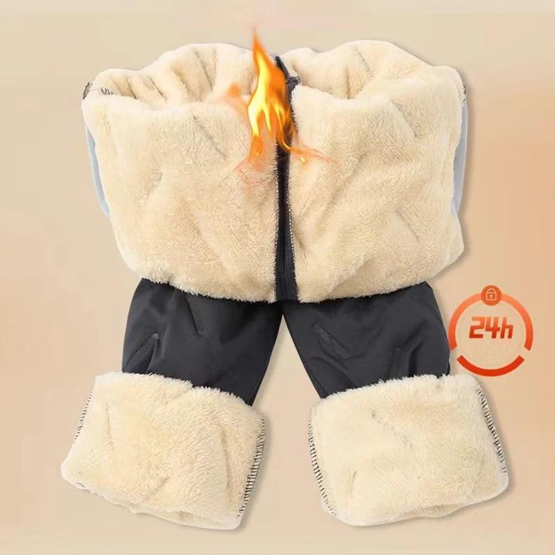 Hiver hommes peluche épais polaire imperméable pantalons de survêtement coupe-vent pantalons décontr