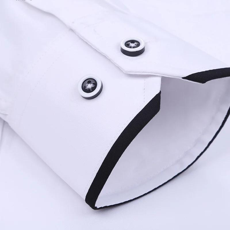 Chemise à col montant pour hommes, classique, col rond, coupe slim, col vertical, manches longues, c
