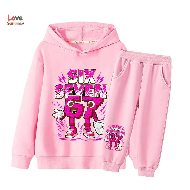 Ensemble 2 pièces sweat à capuche et pantalon 67 Six Seven pour garçons et filles, style italien Bra