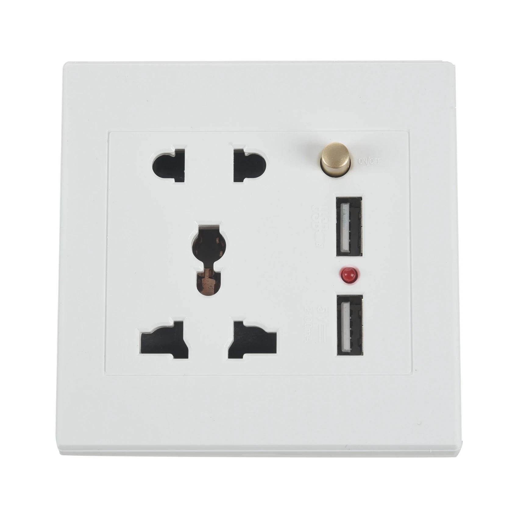 Adaptateur de prise de chargeur mural USB pour touristes, panneau de prise de courant, interrupteur 