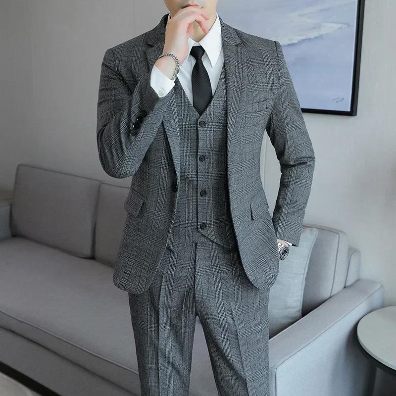 Costume de mariage et de travail pour homme en chanvre et coton, coupe ajustée, style mode, affaires
