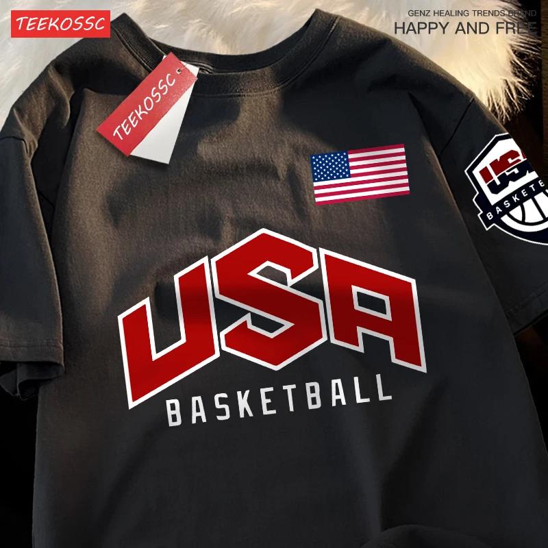 USA basket-ball imprimé rue T-Shirts décontractés hommes femmes ample surdimensionné vêtements respi