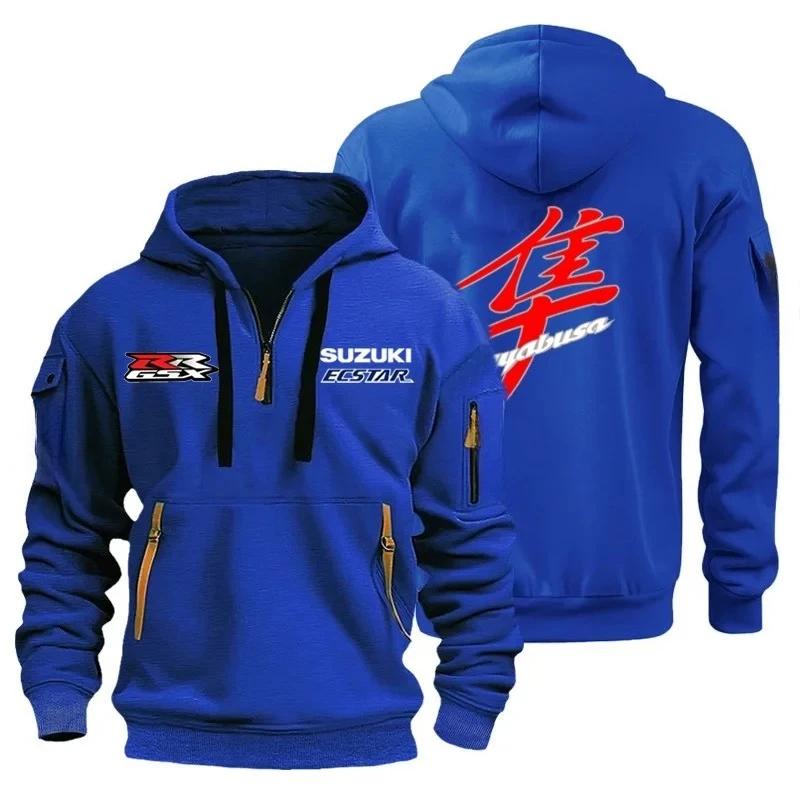 Suzuki Sweat-shirt multi-poches pour moto, sports de plein air de rue décontractés pour hommes, swea