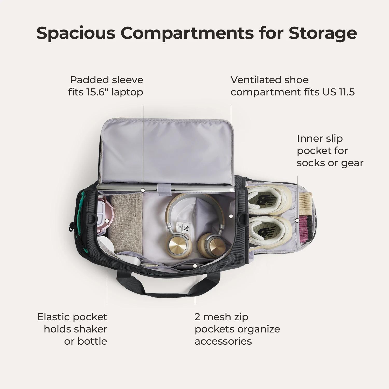 BAGSMART Sac de voyage de grande capacité, sac de sport léger avec compartiment à chaussures, poche 