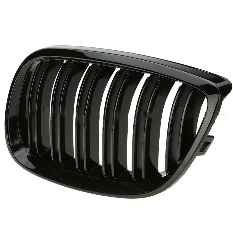 Grille de course noire brillante à double ligne, grilles de pare-chocs avant de voiture, rein pour B