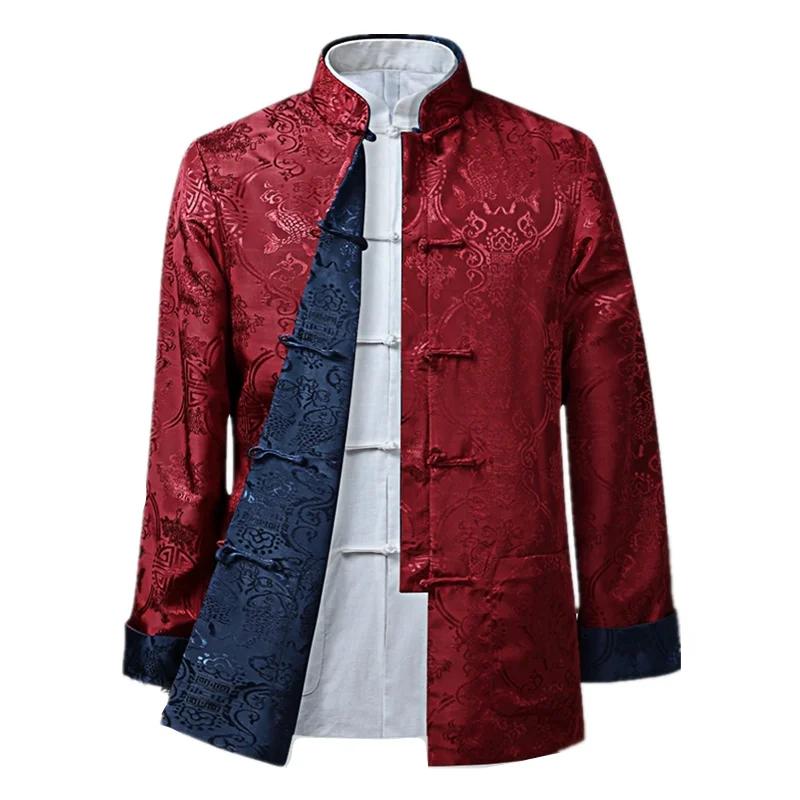 Chemise Dragon chinois pour hommes, manteaux Kung Fu, costume Tang du nouvel an chinois, vêtements t