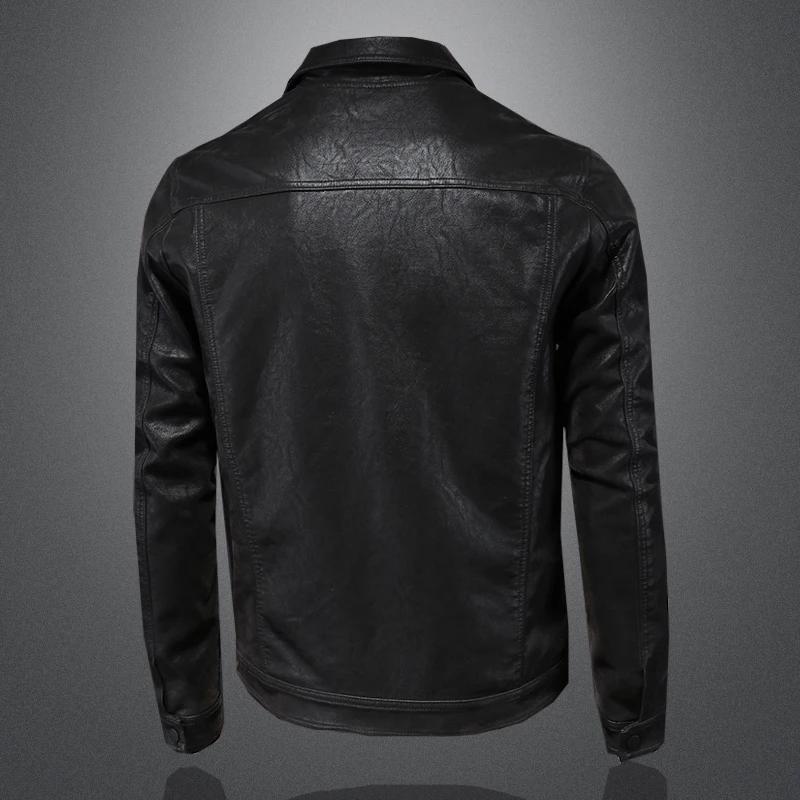 Beau manteau en cuir de moto pour hommes avec document solide Revers Mince mn M-4XL homme 2024 Autom