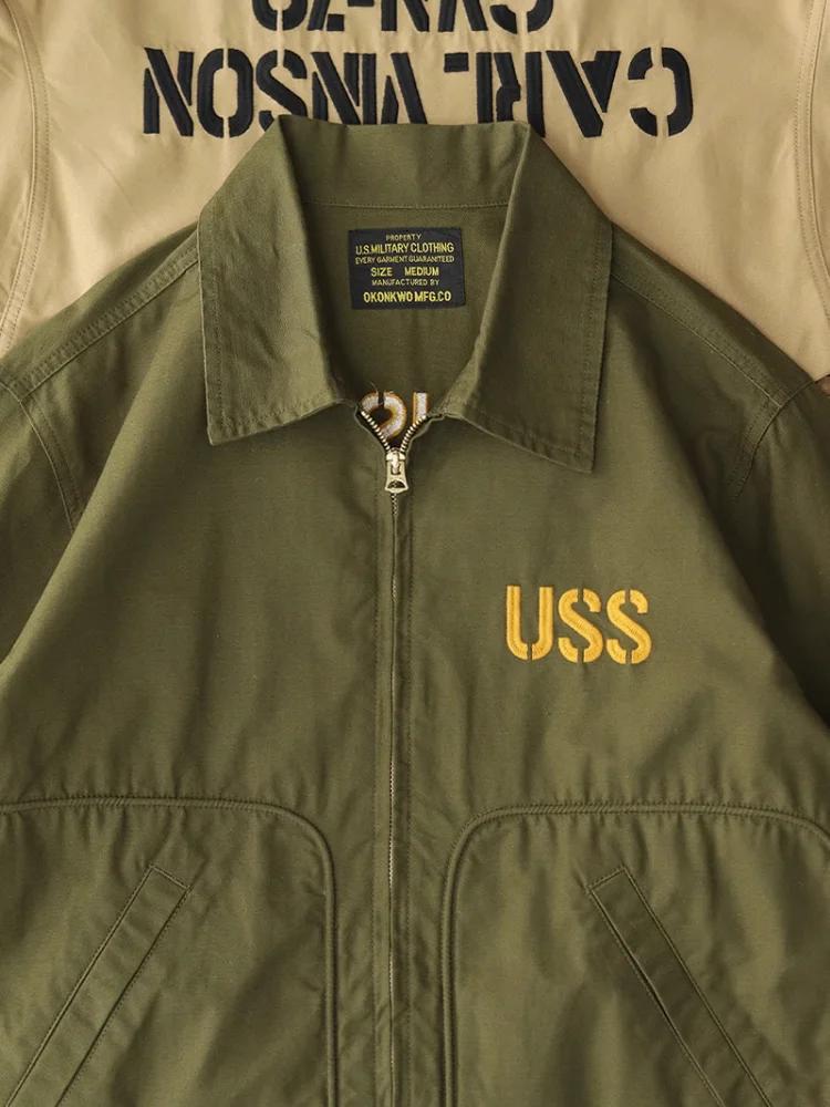 Veste de pont cargo brodée sergé rétro américain pour hommes, mode masculine, 100% coton lavé, multi