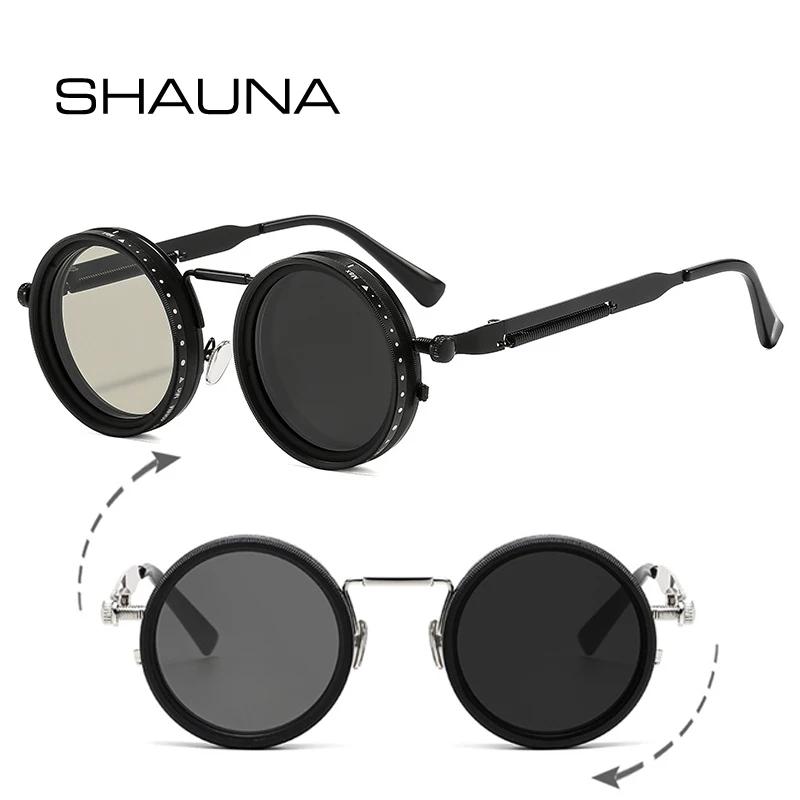 SHAUNA rétro métal rond Punk ND9 niveaux réglable gradation lunettes de soleil femmes polarisées UV4