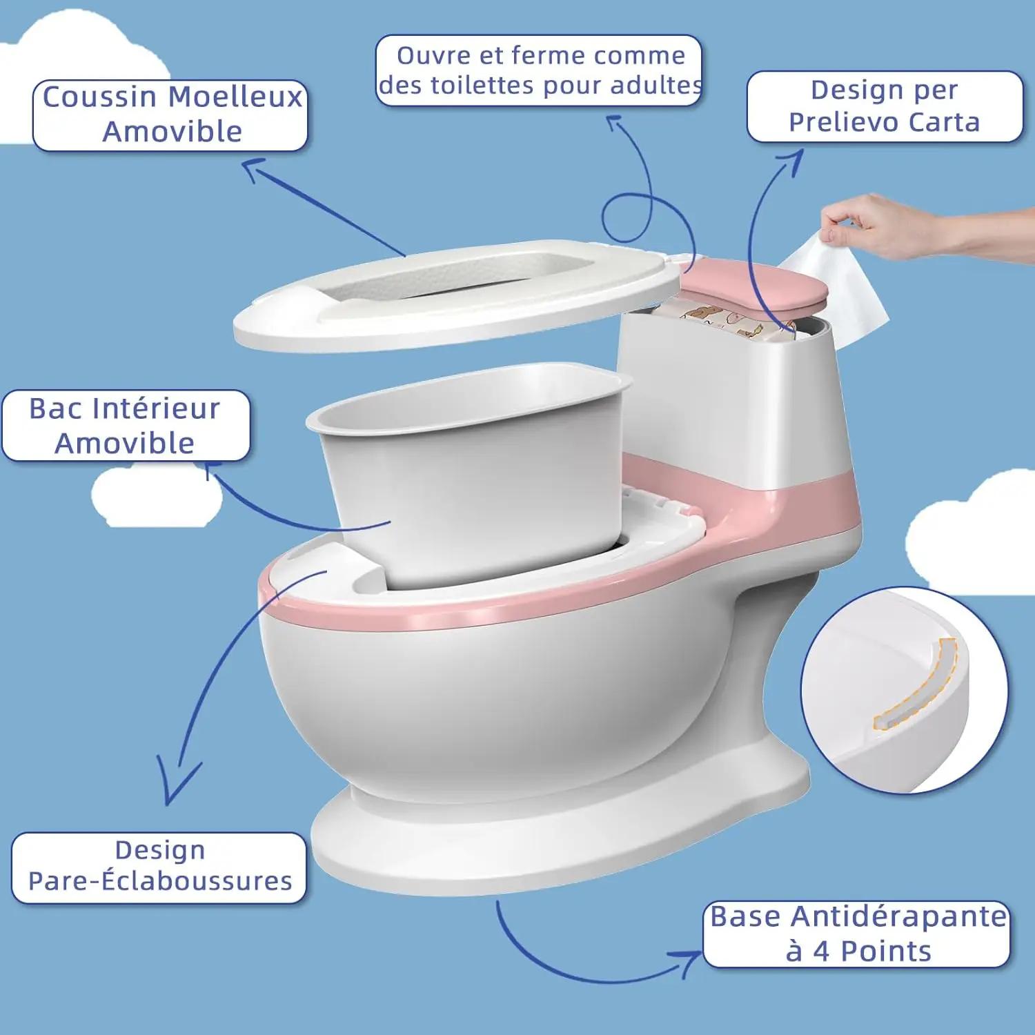 Pot WC Pour Apprentissage De La Propreté - Toilette Bébé & Enfant - Confortable Anti Dérapant Avec B