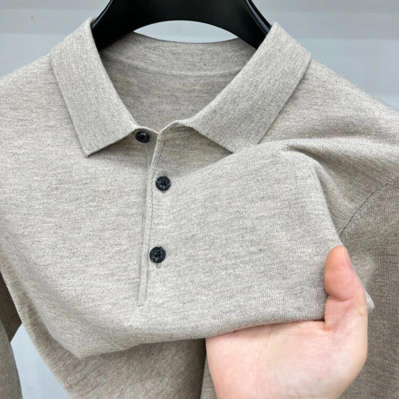 Polo décontracté à manches longues pour hommes, pull à col chemise Pull de golf en laine pour le pri