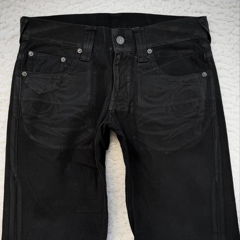 vintage X ray épilation tribal broderie hommes jeans évasés gothique haute rue unisexe punk slim fit