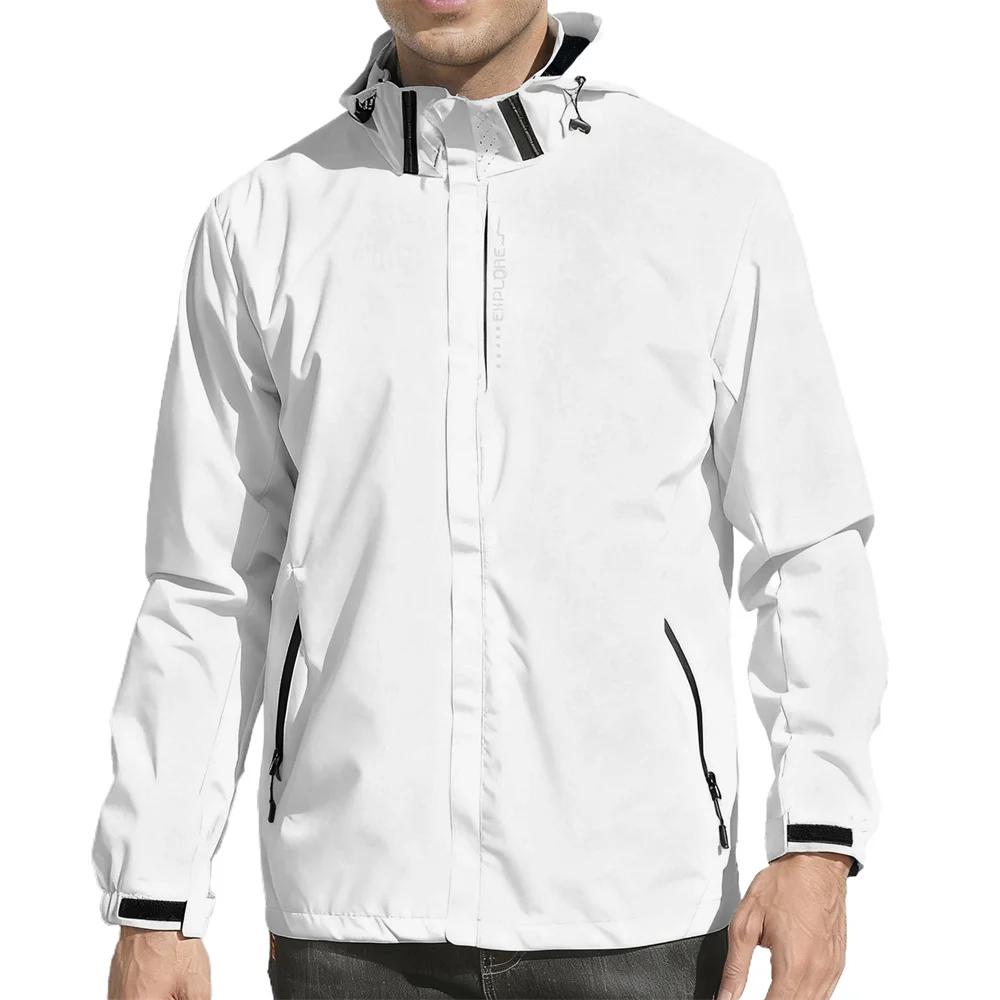 Veste de poinçonnage décontractée pour hommes, coupe-vent à capuche et fermeture éclair, manteau aju